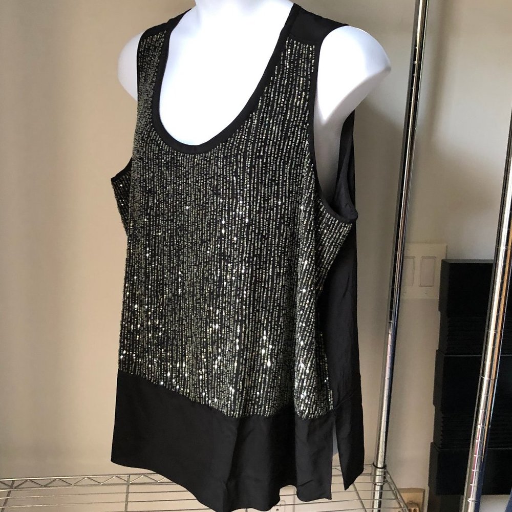EILEEN FISHER 2x sequin black sleeveless top NWT